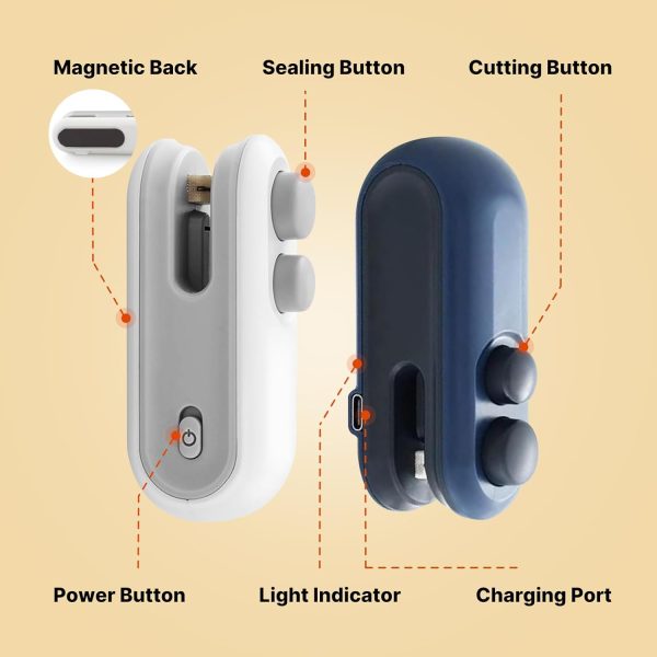 Heat Sealing Machine 2 In 1 Cutting And Sealer Usb Rechargeable Food Sealer Mini Sealer For Snack Storage Food Sealer For Chip Bags, Plastic Bags, Food Storage, Etc