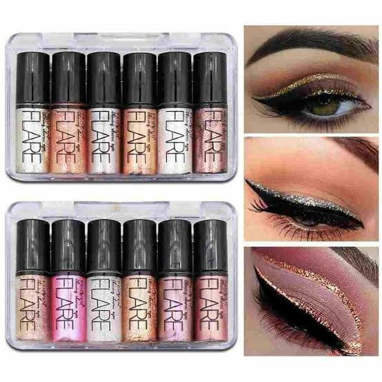 Pack Of 6 Mocallure Metallic Shiny Waterproof Glitter Eyeshadow Liquid Eyeliner