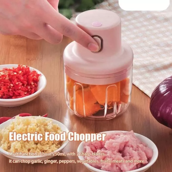 Single Bowl Usb Rechargeable Mini Grinder Food Chopper(250 mg)