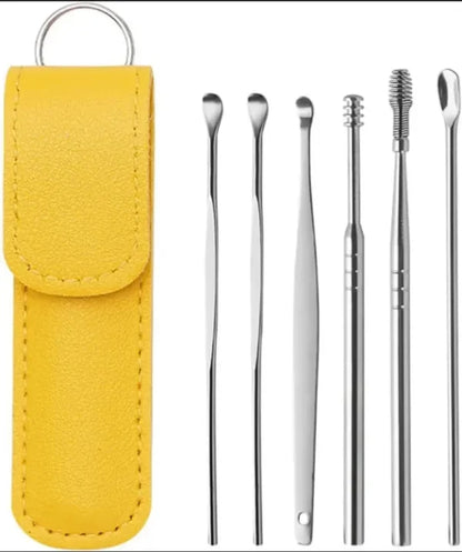 Ear Wax Cleaning Kit, 6 Pcs Ear Pick Tools, Wax Removal Kit, Ear Cleaning Tool Set, Spring Earwax Cleaner Tool Ear Wax Remover