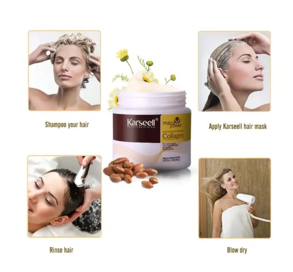 Karseell Hair Mask Collagen Treatment Cream – Argan Oil Maca Essence, 6.76 fl.OZ 500ml (200g)( Without Box )