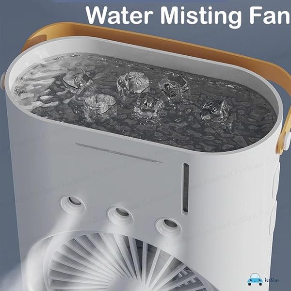 Portable Mini Double Fan Air Cooler With Mist Humidifier And Led Lighting, Mini Table Cooling Fan For Home & Office – Rechargeable